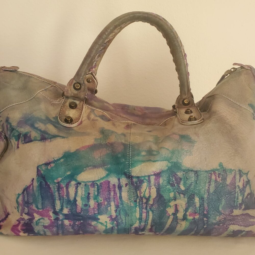 Balenciaga Graffiti giant City Bag Purse pink blue purple green grey gray silver - Picture 10 of 16